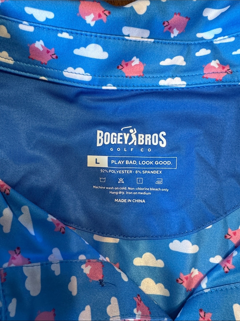 Bogey Bros When Pigs Fly Golf Polo Size L Casual Activewear - Picture 6 of 7